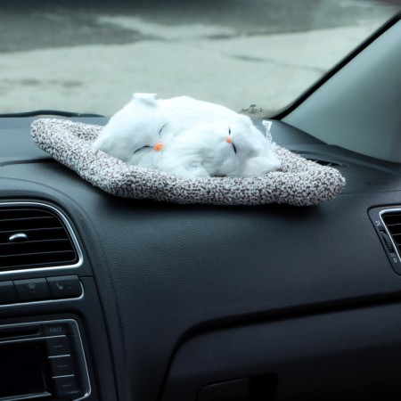 Toy on a car panel, pillow cats, white color-3