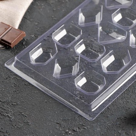 Form for chocolate and sweets "Gems", 22 × 11 cm, 15 cells, color transparent-2