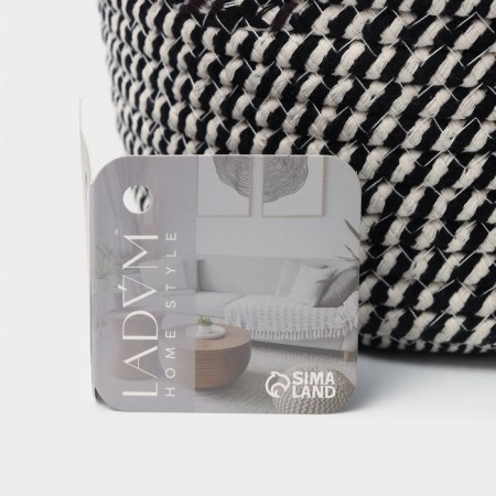 Basket for storage of handmade wicker "Cats", 26 × 26 × 15.5 cm, black and white color-4