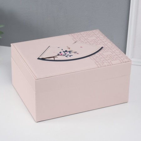 Casket to the leatherette to decorations the chest "Piece on sakura. Beige patterns" 26x20x13 cm-9