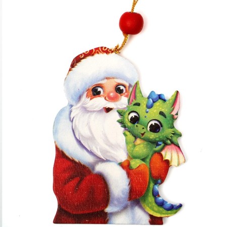 New Year's Wooden Suspension "New Year! Santa Claus and Dragon "-2