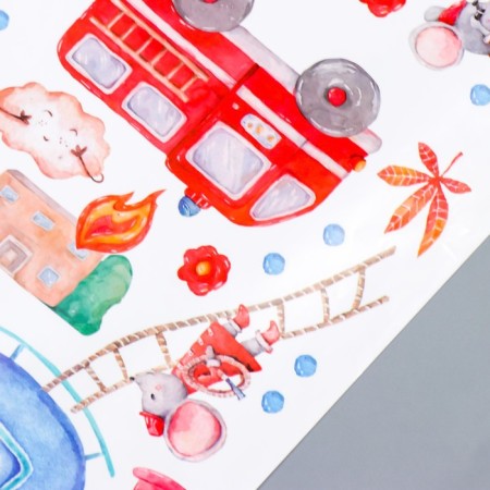 Stick plastic interior color "Firefighter Elephant" 60x90 cm-2
