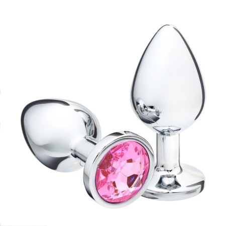 Anal traffic jams, silver, pink crystal, d = 40 mm-1