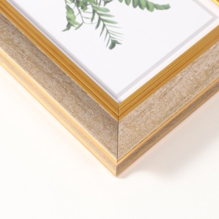 Photo frame plastic 10x15 cm "Gabriel" Golden with a gold strip 2.2x14x19 cm-2