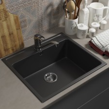 Kitchen carrier made of stone Uperwood UPD-104, 530x480 mm, rectangular, color coal