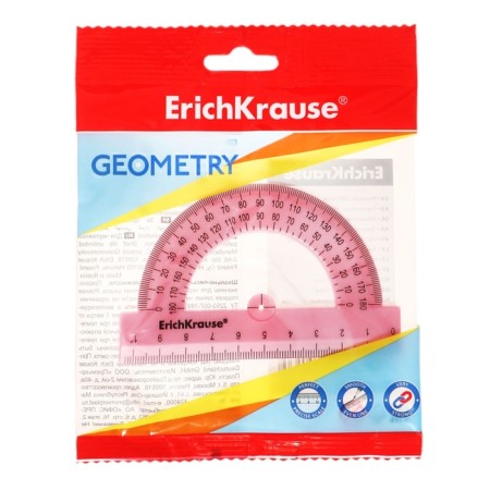 Transporter 10 cm 180 °, Erichkrause "Candy", plastic, opaque, pink-1