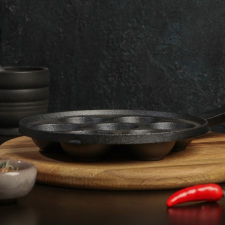 Cast iron pan Magma "spheros", 7 cells, 20 × 3 cm, cast -iron handle-3
