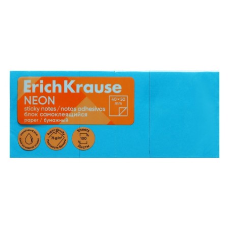 Block with a sticky edge paper 40x50 mm, Erichkrause 300 sheets, blue-1