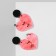 Acryl Earrings "Hearts" fastened, black-pink color in silver