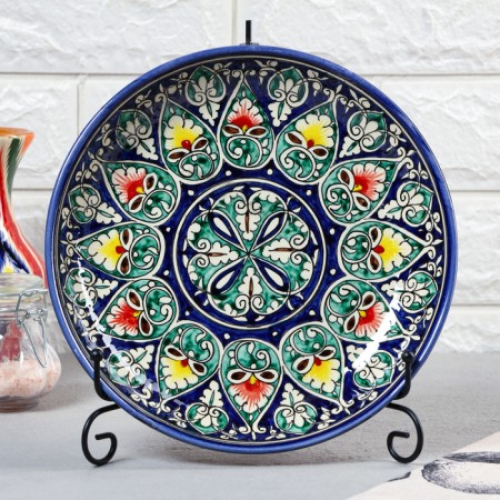 Largan Rishtan ceramics "Patterns", 25 cm, Blue Mix-1