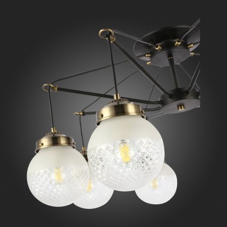 Ceiling EVOLUCE lamp. Sle110302-08. Stricce. 8x60 W, E27, 76x76x38 cm, black color, bronze-7