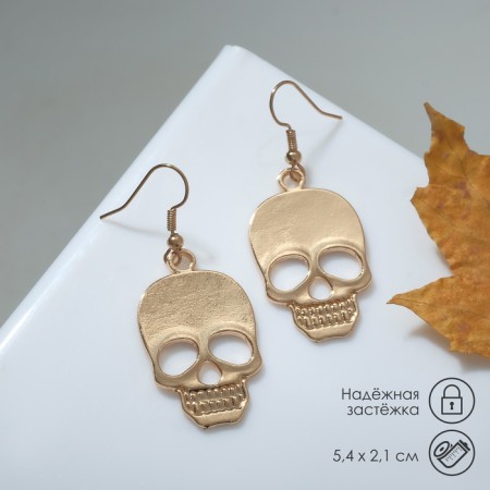 Earrings Metal "Gothic" Skull, Color Gold