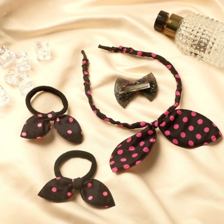 Solokha hair set (rim, 2 elastic bands, clamp) Glows glitter-1