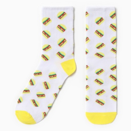 Men's socks "Burgers" size 41-44 (27-29 cm), white