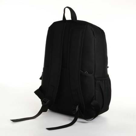 School backpack on a zipper, 4 pockets, black color-3