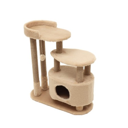 House for cats with a clawe, oval with a site, jute, 80 x33 x 91 cm Mix flowers-5