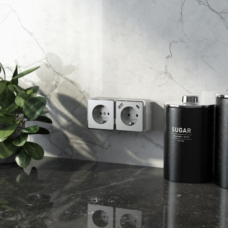 Grounding socket, curtains and USB type A+C Gallant (silver) w5071706-1