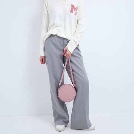 Women's Bag -round artificial leather, 18x18 cm, pink color-8