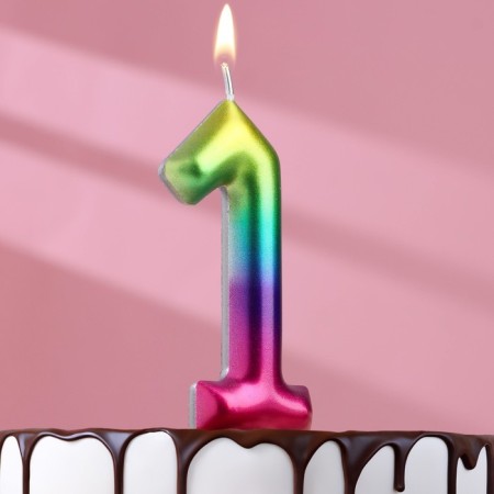 Candle in the cake "Watercolor", number 1, 9 cm, giant