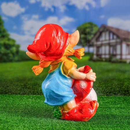 Garden figure "Gnome Girl on fly agaric" 27x28x39cm-6