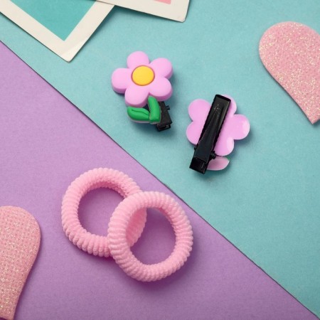 Hair set "Ariadne" (2 elastic bands, 2 clamps) Spring flower-2