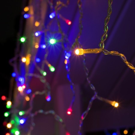 Garland "fringe" 3 × 0.6 m, IP44, UMS, transparent thread, 160 smd-led, glow of multi, 220 V-1