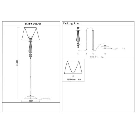 Floor lamp EVOLUCE. SL185.305.01. Grazia. 1x40 watts, E14, 38x38x151.1 cm, bronze color, transparent-5