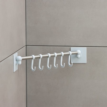 Velcro towel holder, 6 movable hooks 36 × 6.5 × 2 cm, color mix-4