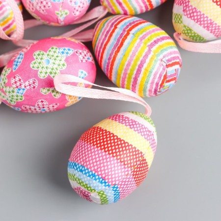 Decor Easter suspension "Egg - stripes" set 12 pcs egg 3x4 cm-1