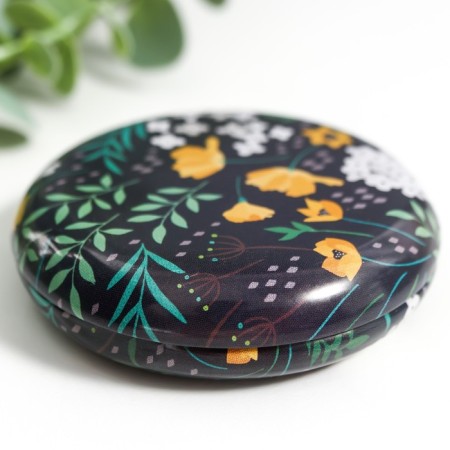 Casket Metal Round "Flowers and Leaves" Packing 12 pcs 1.8x7x7 cm-5
