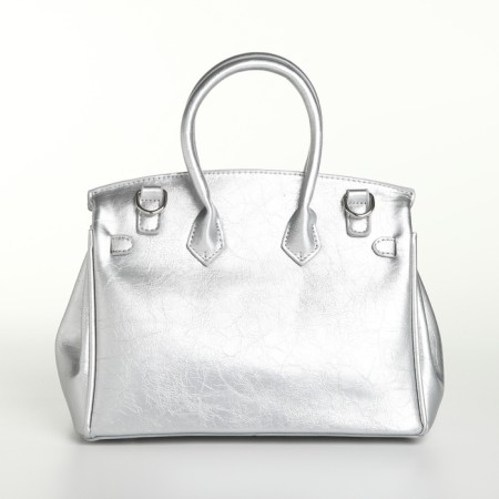 Women's bag on the Textura valve, small size, silver color-3