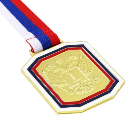 Medal for application 002, tricolor. The color of evil. With a ribbon. 6 x 7 cm.-3