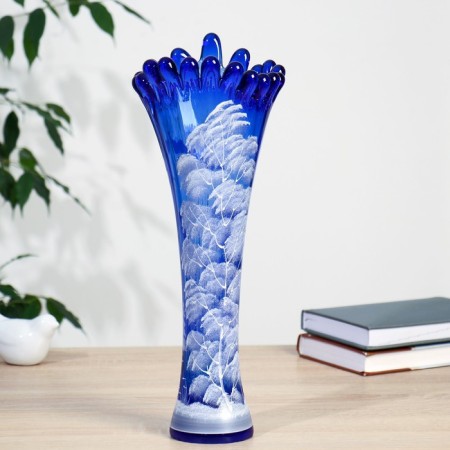 Vase "Coral" wood, blue (manual painting) 38cm-1
