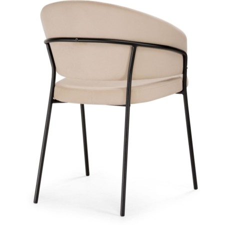 Chair on a metal frame Leo Metal/velor, black/beige 56x52x80 cm-3