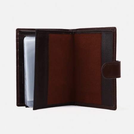 Male purse on the button, 3 in 1, for auto documents, passports, cards, bills, brown color-3
