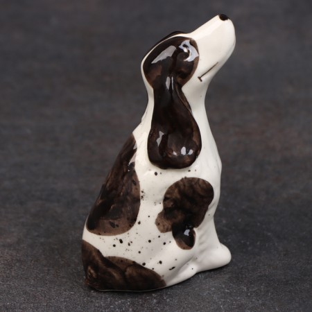 Porcelain figurine "Russian spaniel sits", 9 cm, author's painting-3