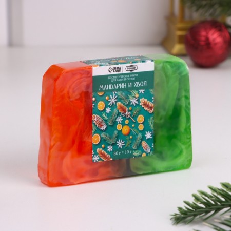 New Year. Set 2 bombs "Orange, lavender" and 2 soaps "Mandarin and needles, mulled wine"-6