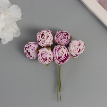 Decor for creativity "peonies" white-violet (1 set = 1 bouquet) in the bouquet 6 pcs 2.5x10.5 cm