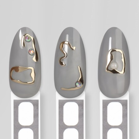 Nail stickers "glare", voluminous, golden color-4