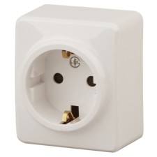 2p+E Schuko rosette with curtains, 16A-250V, IP20, OU, ERA expert, ivory