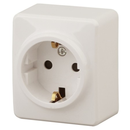 2p+E Schuko rosette with curtains, 16A-250V, IP20, OU, ERA expert, ivory