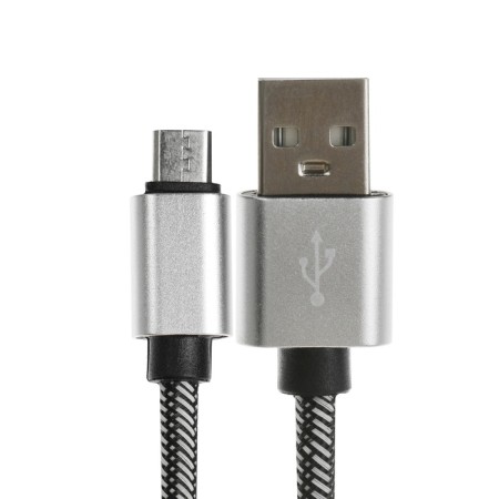 MicroUSB cable - USB, 2.1 a, nylon braid, 1 meter, silver-1