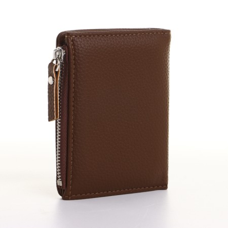 Women's wallet on the button, brown color-1