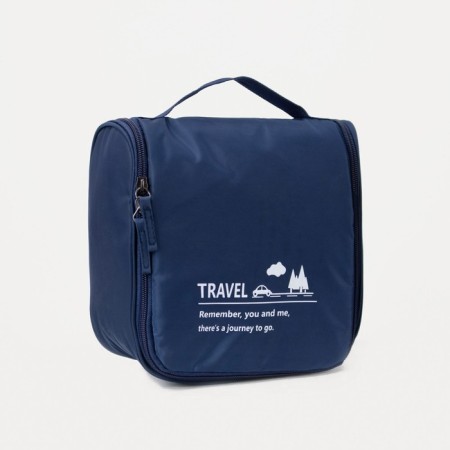 Cosmetic bag, a lightning department, with a pen, with a hook, blue color