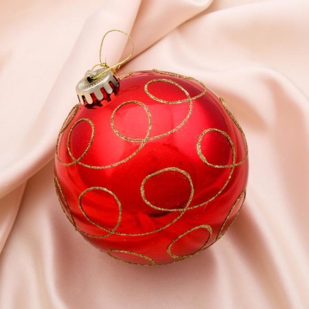 Ball plastic d-12 cm "golden curls" red