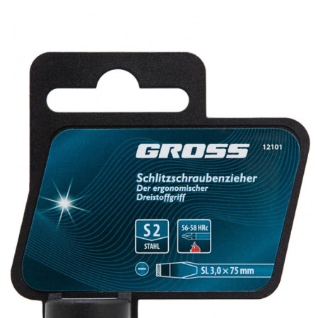 Screwdriver GROSS, SL3 x 75 mm, S2, three -component handle-3