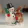 Polystone souvenir "Snowman with a Christmas tree and a bunny" 9x6.5x10 cm