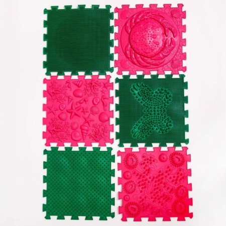 Modular massage rug ortho puzzle "Assorted", 12 modules, color mix-1