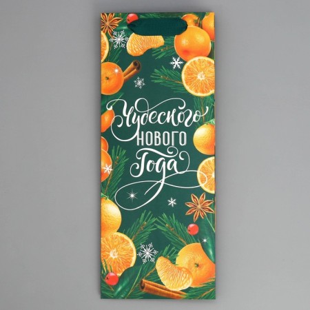 Package for a bottle, triangular "New Year", 13 x 32 x 11.3 cm, New Year-7