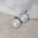 Earrings with pearls "splendor" two circles, white color in silver